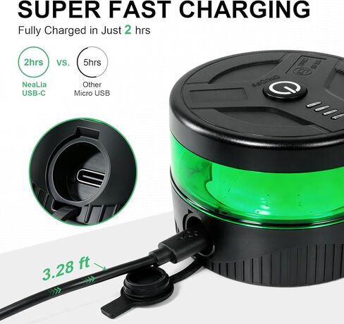 Magnetic Wireless Beacon Light, USB-C Rechargeable LED Strobe Lights for Truck, Mini Portable Flashing Emergency Safety Warning Light for Volunteer Firefighter POV EMS Responder IP67 Waterproof, Green in Saudi Arabia