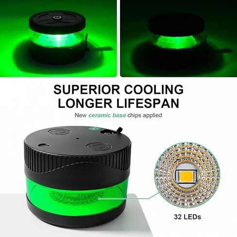 Magnetic Wireless Beacon Light, USB-C Rechargeable LED Strobe Lights for Truck, Mini Portable Flashing Emergency Safety Warning Light for Volunteer Firefighter POV EMS Responder IP67 Waterproof, Green in Saudi Arabia