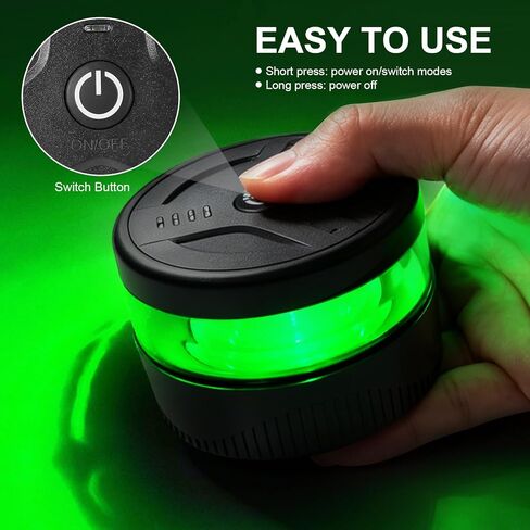 Magnetic Wireless Beacon Light, USB-C Rechargeable LED Strobe Lights for Truck, Mini Portable Flashing Emergency Safety Warning Light for Volunteer Firefighter POV EMS Responder IP67 Waterproof, Green in Saudi Arabia
