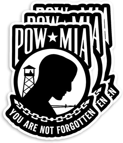 ملصق Pow Mia - ملصقات فينيل متينة مقاومة للماء لزجاجات المياه وأجهزة الكمبيوتر المحمولة وحافظات الهواتف والمزيد - تصميم ممتع وحيوي للبالغين والمراهقين (3 قطع، 3 بوصات) in Kuwait