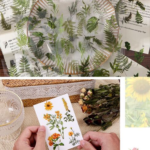 42 Pcs Natural Flower Stickers with Plants for Scrapbooking, Self-Adhesive Scrapbook & Journaling Supplies, Waterproof Flower Stickers for Junk Journal, Water Bottle and Card Making Decoration in Kuwait