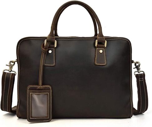 laptop bag Leather Briefcase for Men 15 Inch Laptop Crossbody Shoulder Messenger Bag Attache Case for Business Travel Work(Brown) in Kuwait
