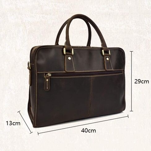laptop bag Leather Briefcase for Men 15 Inch Laptop Crossbody Shoulder Messenger Bag Attache Case for Business Travel Work(Brown) in Kuwait
