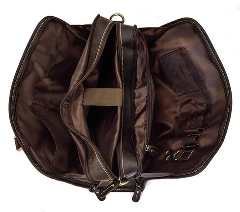 laptop bag Leather Briefcase for Men 15 Inch Laptop Crossbody Shoulder Messenger Bag Attache Case for Business Travel Work(Brown) in Kuwait