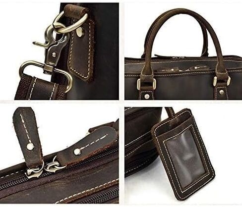 laptop bag Leather Briefcase for Men 15 Inch Laptop Crossbody Shoulder Messenger Bag Attache Case for Business Travel Work(Brown) in Kuwait