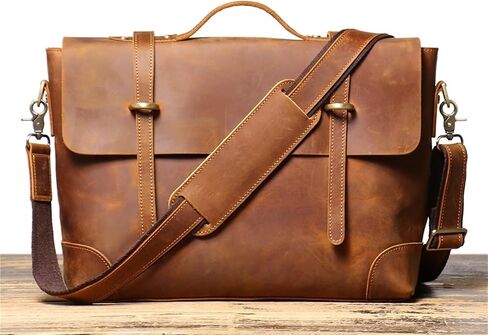 laptop bag Messenger Bag For Men Vintage Leather Laptop Briefcase Large Computer Laptop Bag For Office in Kuwait