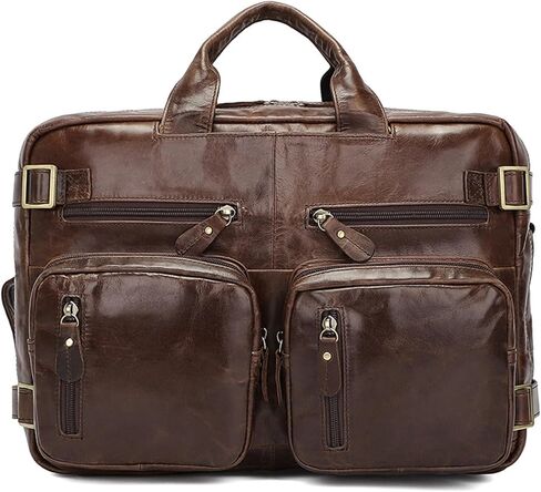 laptop bag Men Leather Briefcase Backpack Hybrid 14 Inch Laptop Bag Case Business Messenger Bag For Work Travel in Kuwait