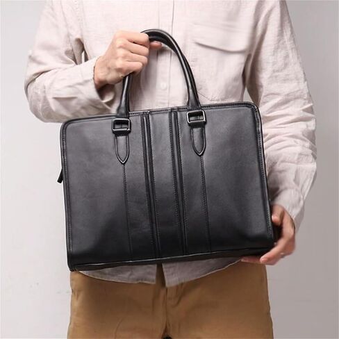 laptop bag Leather Laptop Bag For Men 14 Inch Briefcase Waterproof Computer Handbags Shoulder Crossbody in Kuwait