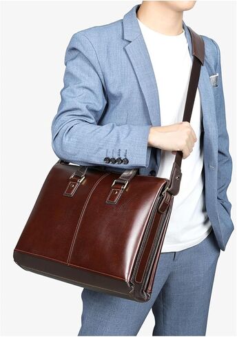 laptop bag Leather Mens Messenger Bag Vintage Leather Laptop Briefcase Satchel Shoulder Bag Carrying Cases For Men in Kuwait