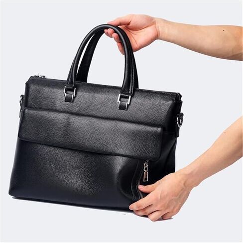 laptop bag Vintage Leather Briefcase 14 inch Leather Laptop Bag for Men Retro Work Tote with Shoulder Messenger Bag in Kuwait