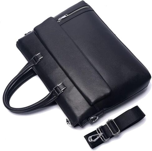 laptop bag Vintage Leather Briefcase 14 inch Leather Laptop Bag for Men Retro Work Tote with Shoulder Messenger Bag in Kuwait
