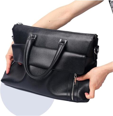 laptop bag Vintage Leather Briefcase 14 inch Leather Laptop Bag for Men Retro Work Tote with Shoulder Messenger Bag in Kuwait