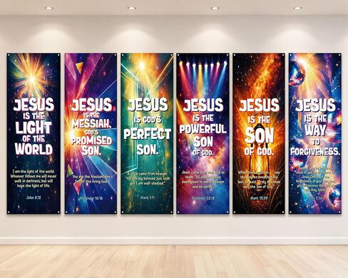 6PCS Vacation Bible School 2026 Church Banners for Sanctuary Wall Jesus Is the Light Religious Banner with Scripture Vacation Bible Christian Hanging Sign Backdrop for Sunday School Church Event Decor in Saudi Arabia