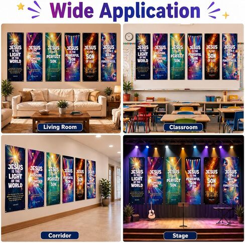 6PCS Vacation Bible School 2026 Church Banners for Sanctuary Wall Jesus Is the Light Religious Banner with Scripture Vacation Bible Christian Hanging Sign Backdrop for Sunday School Church Event Decor in Saudi Arabia