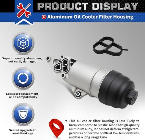 06E115405K Aluminum Oil Filter Housing Compatible with A4 A5 A6 A7 A8 Quattro Q5 Q7 S4 S5 2005-2018 06E115405A 06E115405C in Saudi Arabia