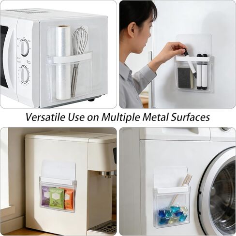 قطعتان من حوامل أقلام التحديد المغناطيسية، 4.7 بوصة × 6.5 بوصة، حقيبة أقلام مغناطيسية شفافة، سلة مغناطيسية شفافة لملحقات خزانة تخزين أقلام السبورة البيضاء، أبيض شفاف in Kuwait