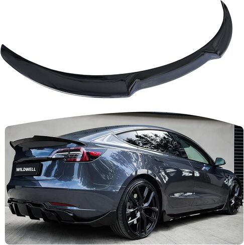 WildWell Rear Spoiler Wing for 2017-2026 Tesla Model 3 & Model 3 Highland, Trunk Spoiler Lip Highkick Performance Exterior Accessories Matte Black in Kuwait