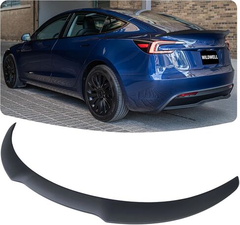 WildWell جناح سبويلر خلفي لـ 2017-2026 Tesla Model 3 & Model 3 Highland، Trunk Spoiler Lip Highkick Performance الملحقات الخارجية باللون الأسود غير اللامع in Kuwait