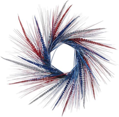 Glitzhome Patriotic American Wreath for Front Door Decor Red White and Blue Wreath Summer Memorial Day Wreath Decorations 4th of July Wreaths for Wall Window Decor Farmhouse Independence Day Wreath in Saudi Arabia