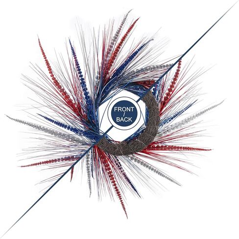 Glitzhome Patriotic American Wreath for Front Door Decor Red White and Blue Wreath Summer Memorial Day Wreath Decorations 4th of July Wreaths for Wall Window Decor Farmhouse Independence Day Wreath in Saudi Arabia