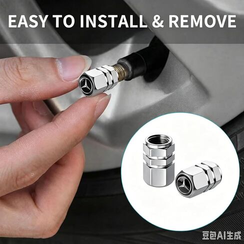 Tire Valve Stem Cap Cover for Mercedes-Benz Belt O-Ring Seal Corrosion Resistant.Tire Valve Stem Air Cap 4 Pack Silver in Saudi Arabia