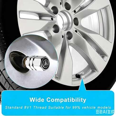Tire Valve Stem Cap Cover for Mercedes-Benz Belt O-Ring Seal Corrosion Resistant.Tire Valve Stem Air Cap 4 Pack Silver in Saudi Arabia