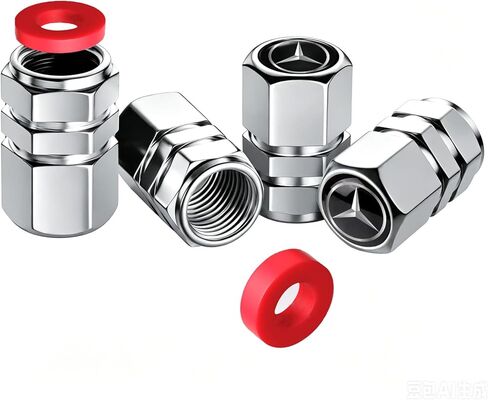 Tire Valve Stem Cap Cover for Mercedes-Benz Belt O-Ring Seal Corrosion Resistant.Tire Valve Stem Air Cap 4 Pack Silver in Saudi Arabia