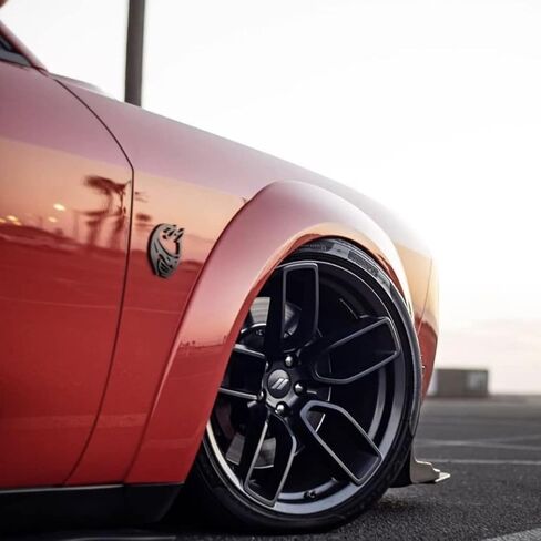 2X شعارات Redeye Fender مخصصة متوافقة مع Scat Pack Dodge Challenger Charger SRT (أسود لامع، 3.5 بوصة × 3.5 بوصة) in Kuwait
