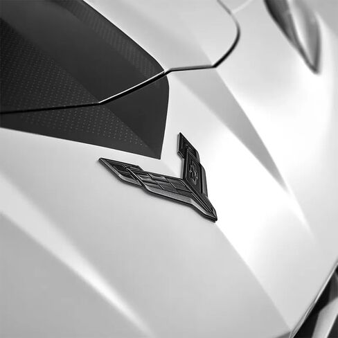 C8 Corvette GM 86563245 Crossed Flags Front Nose Emblem - Stealth Carbon Flash Decal Logo for C8 Stingray, Z51 Corvettes in Kuwait