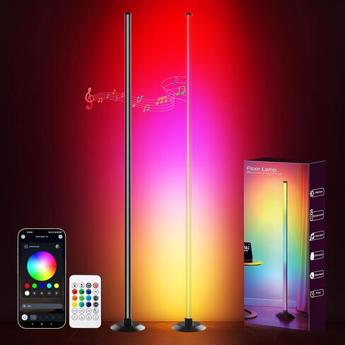 Led Corner Floor Lamp USB Powered IC+RGBW Color Changing, App & Remote Control Led Lamp Music Sync, Timer, 64+ Music Modes Standing Lamps for Living Room Lamp Bedroom Gaming Room, 1 Pack in Kuwait