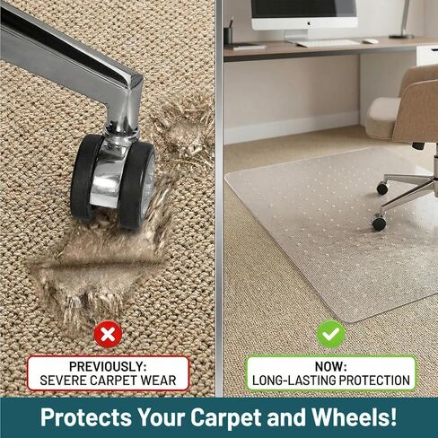 Office Chair Mat for Low-Pile Carpet，45" x 53" Clear Heavy Duty PVC Chair Mat,Non-Slip Desk Chair Mat for Rolling Chairs,Home Office & Gaming in Saudi Arabia