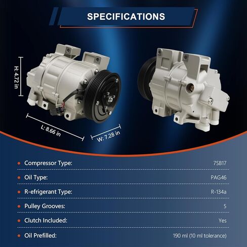 CO-10886C Air Conditioning A/C Compressor Compatible with Nissan Altima 2007-2012 2.5L (Note: 2007-2011 Fit GAS only), Sentra 2007-2012 2.5L Replacement # 92600ZE90B 92600ZN40B in Saudi Arabia
