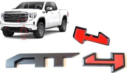 1x Front Grille AT4 Overlay Emblem Badge Sticker Compatible with 2023-2026 Sierra 1500 2500HD 3500HD Canyon (Glossy Black) in Saudi Arabia