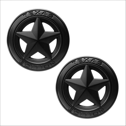 2 Count Aluminum Alloy 3D Round All Black Texas Edition Emblem Lone Star Decal Adhesive Sticker Universal Fit Compatible with Chevrolet Silverado Sierra Car Truck Auto in Kuwait