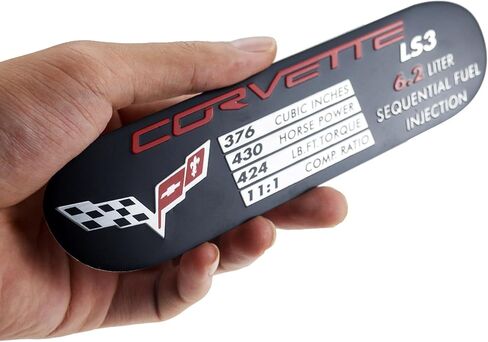 1Pc C6 Corvette Spec Data ID Metal Plate Emblem LS3 430HP 08-13 3D Badge Nameplate Replacement for Corvette in Kuwait