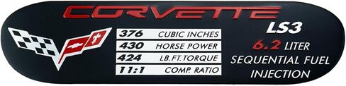 1Pc C6 Corvette Spec Data ID Metal Plate Emblem LS3 430HP 08-13 3D Badge Nameplate Replacement for Corvette in Kuwait