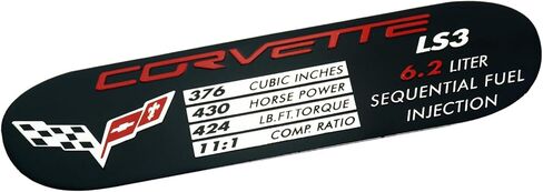 1Pc C6 Corvette Spec Data ID Metal Plate Emblem LS3 430HP 08-13 3D Badge Nameplate Replacement for Corvette in Kuwait