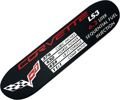 1Pc C6 Corvette Spec Data ID Metal Plate Emblem LS3 430HP 08-13 3D Badge Nameplate Replacement for Corvette in Kuwait