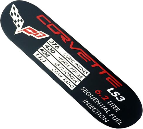 1Pc C6 Corvette Spec Data ID Metal Plate Emblem LS3 430HP 08-13 3D Badge Nameplate Replacement for Corvette in Kuwait