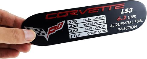 1Pc C6 Corvette Spec Data ID Metal Plate Emblem LS3 430HP 08-13 3D Badge Nameplate Replacement for Corvette in Kuwait