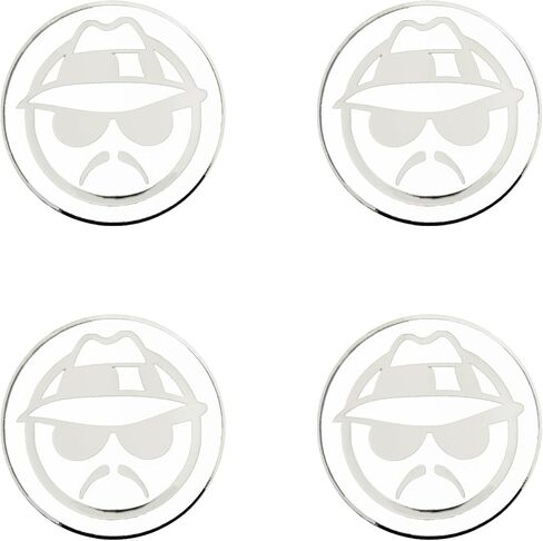 Lowrider Gold & White Metal Wheel Chip Emblems (Set of 4) | 24K Triple Gold Plated Solid Metal Wheel Chip Emblems, 2.25" | for Lowriders with Cut or Recessed Knock Off Spinner Caps in Saudi Arabia