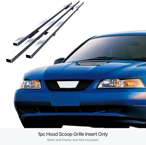 APS Compatible with Ford Mustang 1999-2004 V6 Hood Scoop 304 Stainless Steel Chrome Polished 8x6 Billet Front Grill Grille Insert F66011C in Kuwait