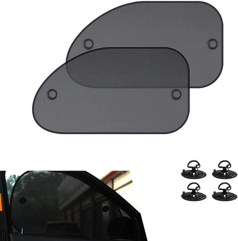 2 PCS Car Side Window Sun Shade, Mesh Breathable Side Window Sunshade, Suction Cup Adhesive Sunshade Protective Cover, Universal for Most Vehicles (Black) in Saudi Arabia