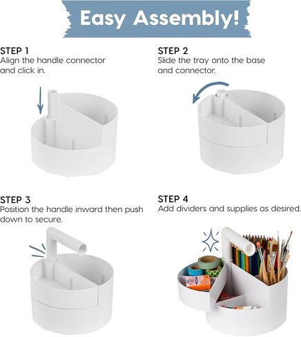 IRIS USA 2-Pack Desk Caddy Organizer |Made in USA| with Built-In Handle & 6 Storage Compartments for Markers, Pens, Arts & Crafts - White in Saudi Arabia