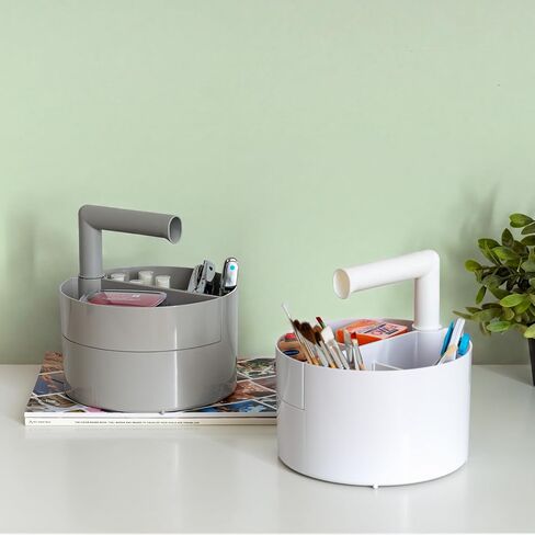 IRIS USA 2-Pack Desk Caddy Organizer |Made in USA| with Built-In Handle & 6 Storage Compartments for Markers, Pens, Arts & Crafts - White in Saudi Arabia