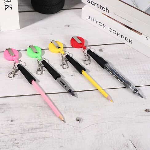Retractable Pen Holder, 4 Pack Pull Pen Pencil Holder Elastic Silicone Grip Pencil Holder for Woodwork Bricklayer Markers and Carpenter Pencils, Gray in Kuwait