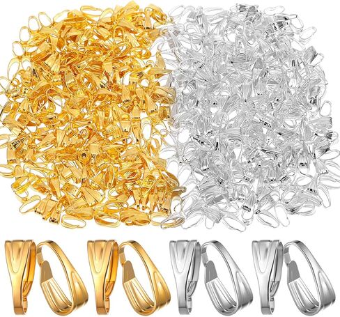 600 Pcs Pinch Bails for Jewelry Making, 7x3 mm Metal Pendant Clasps Jewelry Clasps for Necklace Bail Connector with Loop Charm Clasp Necklace Bracelet Pendant for DIY Craft in Kuwait
