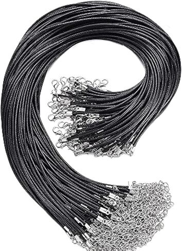 20Pcs Necklace Cord with Clasp Bulk Black Waxed Necklace Bracelet for Jewelry Making (20PCS -A) in Kuwait