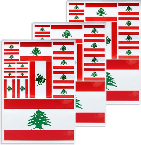 CANTENDO 3Pack Lebanon Flag Decal - Lebanese Flags Reflective Vinyl Car Stickers - for Car Window Bumper Waterproof Sticker (12 x 8.5 Inch) in Saudi Arabia