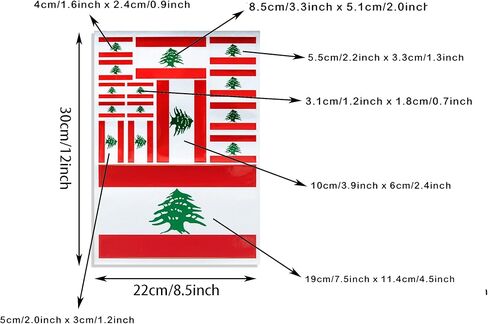 CANTENDO 3Pack Lebanon Flag Decal - Lebanese Flags Reflective Vinyl Car Stickers - for Car Window Bumper Waterproof Sticker (12 x 8.5 Inch) in Saudi Arabia